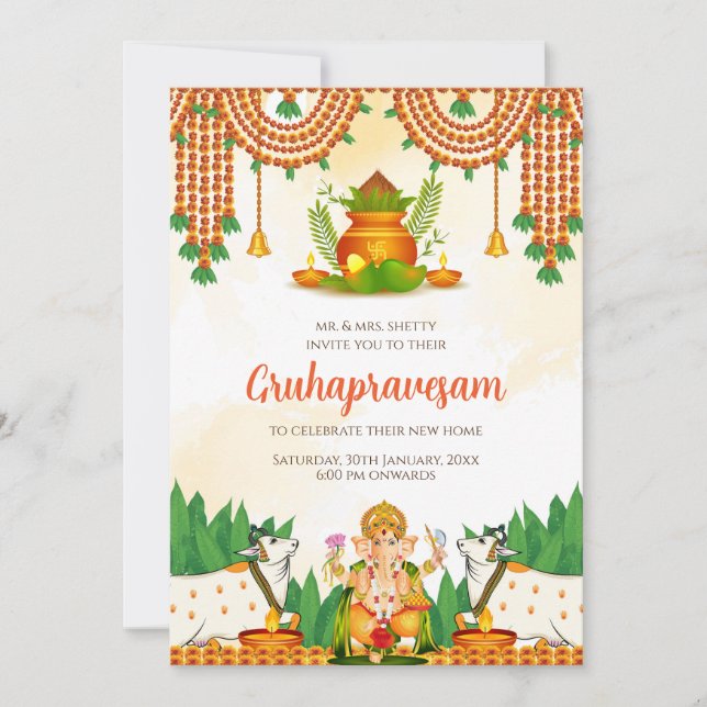 Invitación de inauguración de casa Tamil Telugu Gr (Anverso)