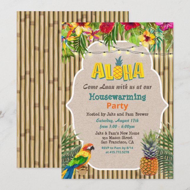 Invitación de inauguración de casa tropical de Lua (Anverso / Reverso)