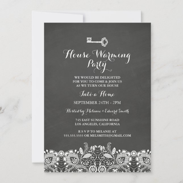 Invitación de inauguración de casa Vintage Key & L (Anverso)