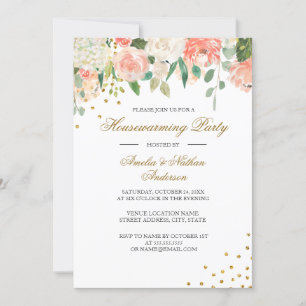 Invitación de inauguración floral de acuarela Peac
