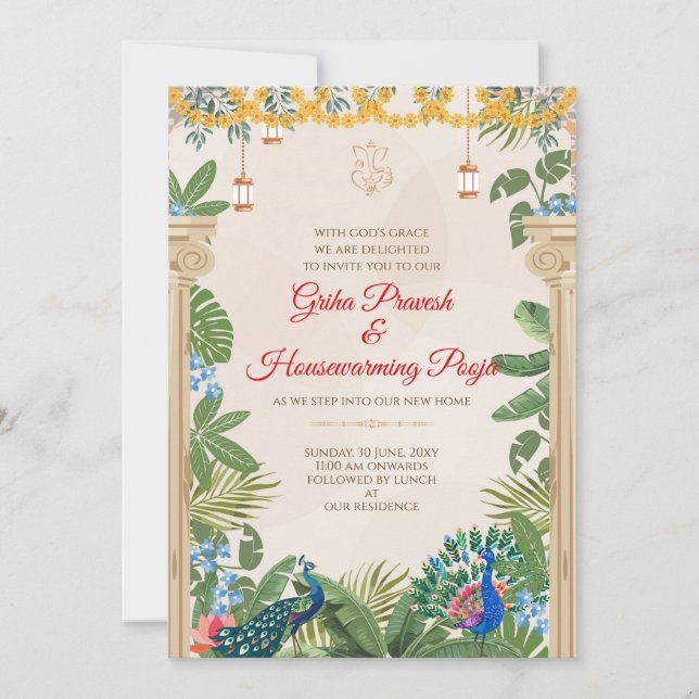Invitación de Indian Housewarming Invitación de Gr (Anverso)