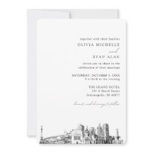 Invitación de Indianápolis Boda Elegant Skyline