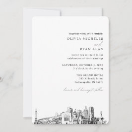 Invitación de Indianápolis Boda Elegant Skyline