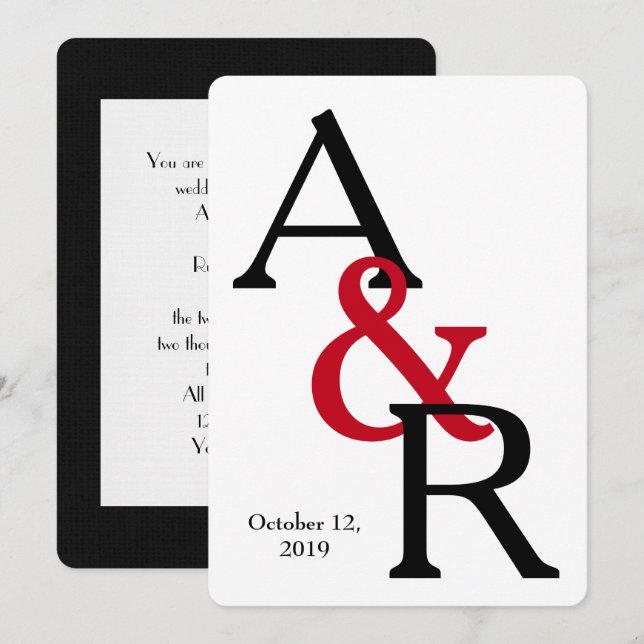 Invitación de iniciales de boda en negrita (Anverso / Reverso)