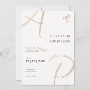 Invitación de iniciales elegante minimalista