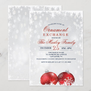 Invitación de intercambio de adornos navideños