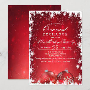 Invitación de intercambio de adornos navideños
