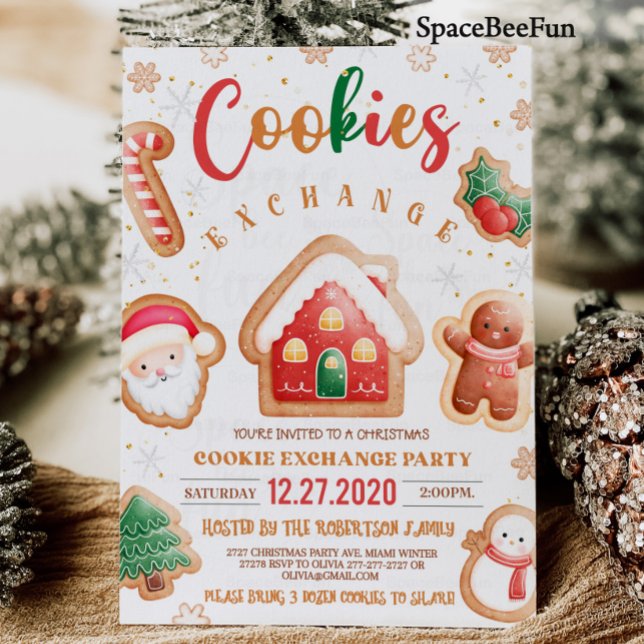 Invitación de intercambio de cookies de los navida (Christmas cookie exchange invitation Holiday cookie exchange party Personalize Cookie swap Christmas)