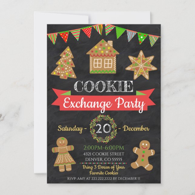 Invitación de intercambio de cookies de navidades (Anverso)