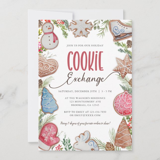 Invitación de intercambio de cookies de navidades (Anverso)