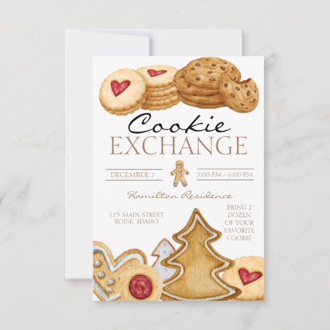 Invitación de intercambio de cookies de navidades (Reverso)