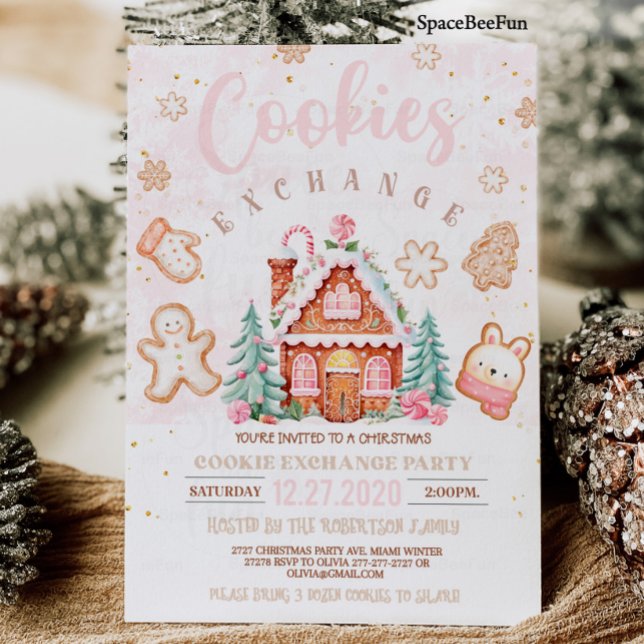 Invitación de intercambio de cookies de navidades (Christmas cookie exchange invitation Holiday cookie exchange party Personalize Cookie swap Christmas)