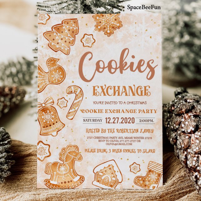 Invitación de intercambio de cookies de navidades (Christmas cookie exchange invitation Holiday cookie exchange party Personalize Cookie swap Christmas)