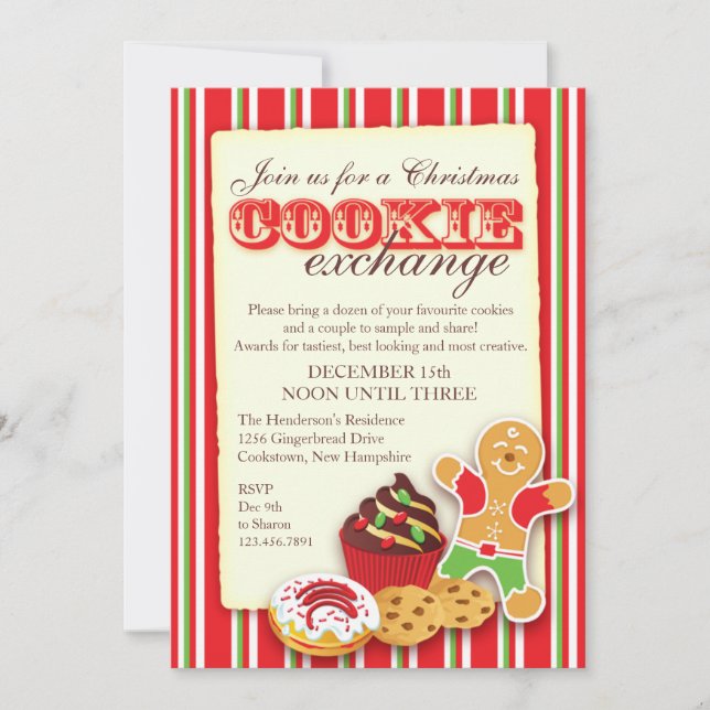 Invitación de intercambio de cookies de navidades (Anverso)