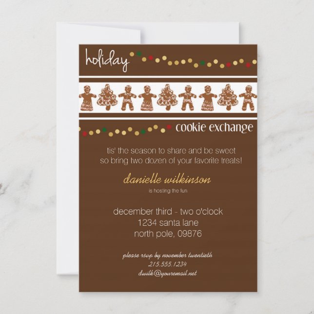 Invitación de intercambio de cookies de vacaciones (Anverso)