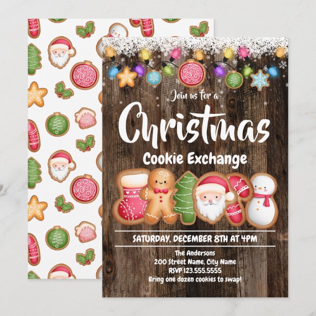 Invitación de intercambio de cookies de vacaciones (Anverso / Reverso)