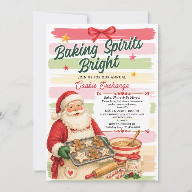 Invitación de intercambio de galletas de fiesta de (Anverso)