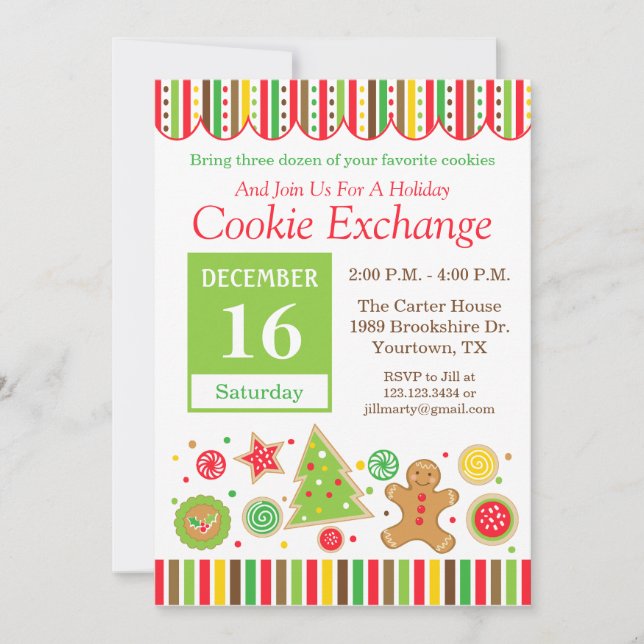 Invitación de intercambio de galletas de jengibre  (Anverso)