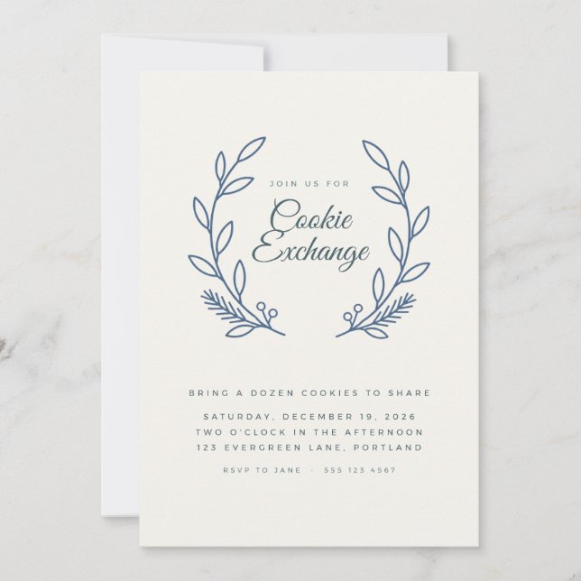 Invitación de intercambio de galletas de Navidad C (Anverso)