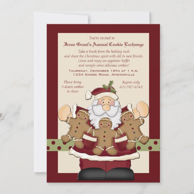 Invitación de intercambio de galletas de Santa Ele (Anverso)