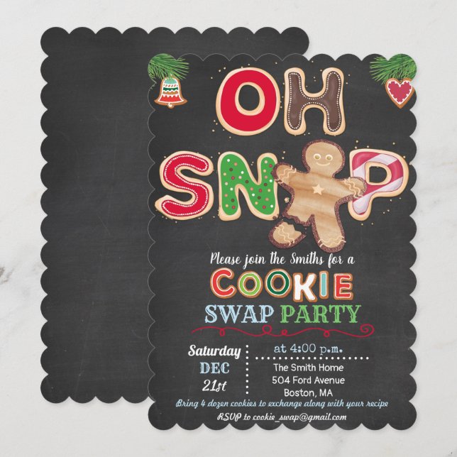 Invitación de intercambio de galletas de vacacione (Anverso / Reverso)
