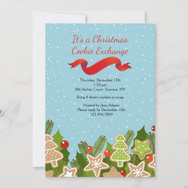 Invitación de Intercambio de Galletas Navideñas (Anverso)
