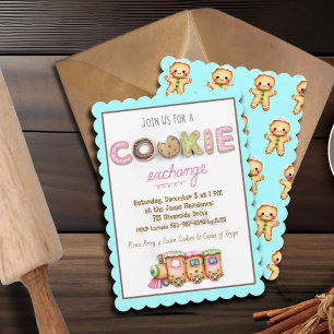 Invitación de intercambio de galletas pastel, inte