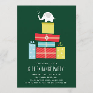 Invitación de intercambio de regalos de elefante b