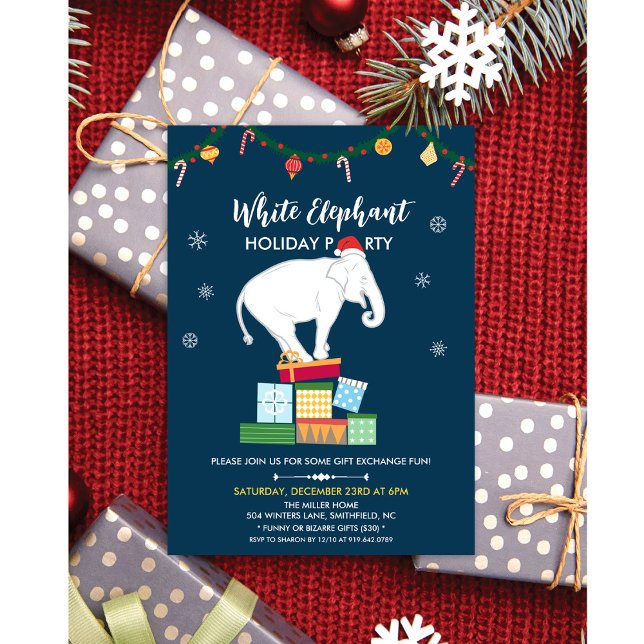 Invitación de intercambio de regalos de elefante b (Subido por el creador)