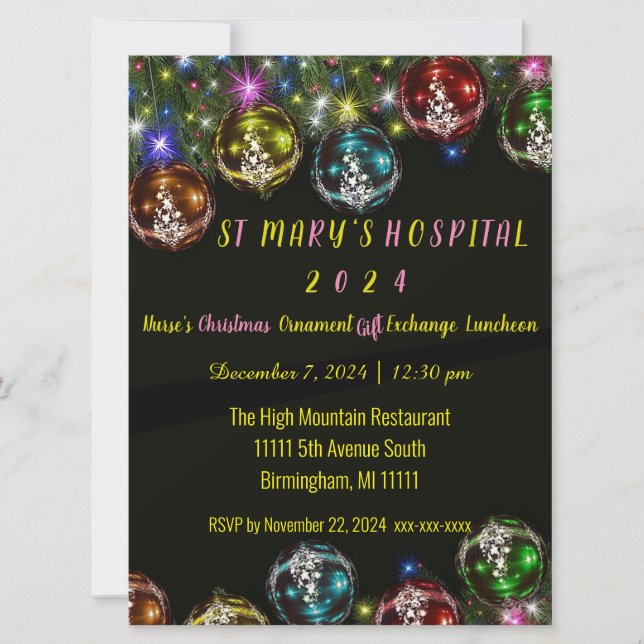 Invitación de intercambio de regalos de navidades  (Anverso)