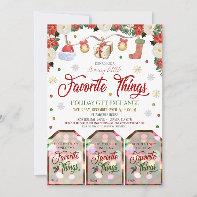 Invitación de intercambio de regalos para navidade (Anverso)