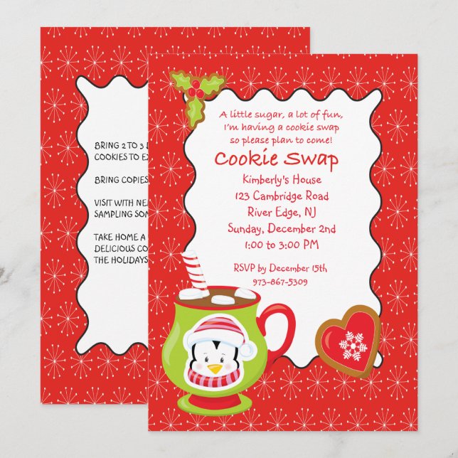 Invitación de intercambio/intercambio de cookies y (Anverso / Reverso)