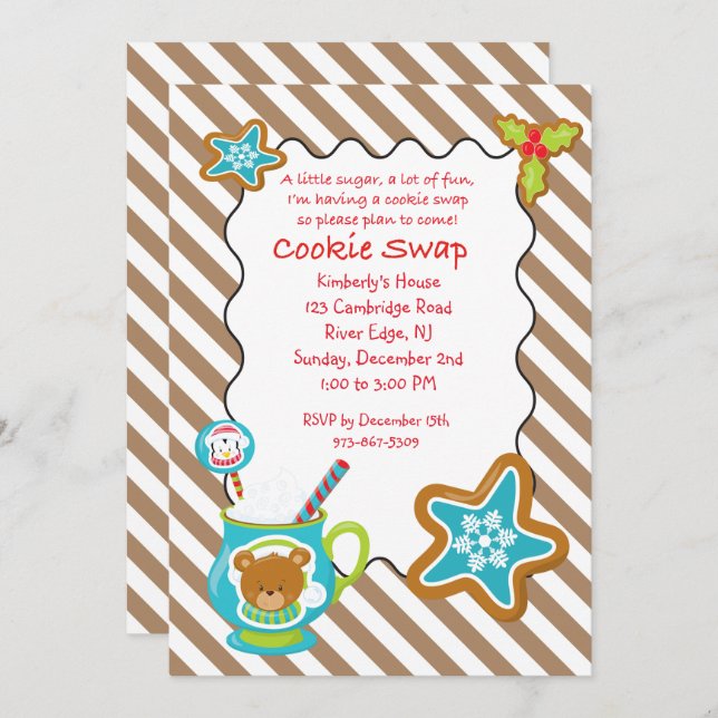 Invitación de intercambio/intercambio de cookies y (Anverso / Reverso)