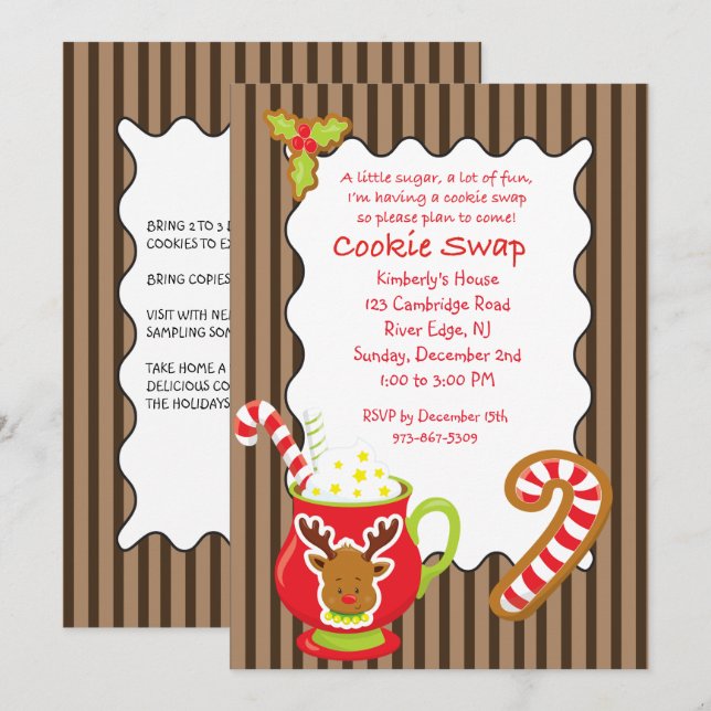 Invitación de intercambio/intercambio de cookies y (Anverso / Reverso)
