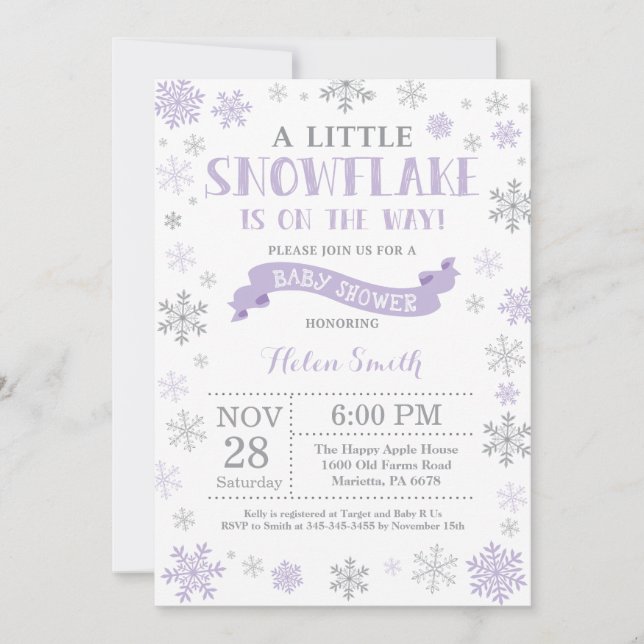Invitación de invierno a Baby Shower Accidente de  (Anverso)
