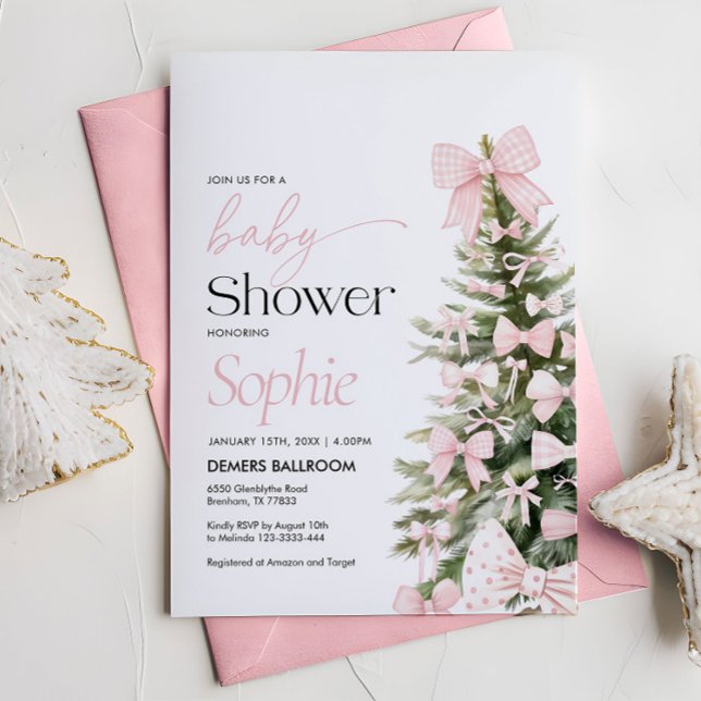 Invitación de invierno a Baby Shower, Bow Baby Sho (Subido por el creador)