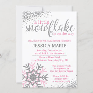 Invitación de invierno a Baby Shower - Copo de nie
