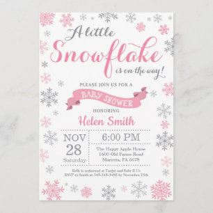 Invitación de invierno a Baby Shower copo de nieve