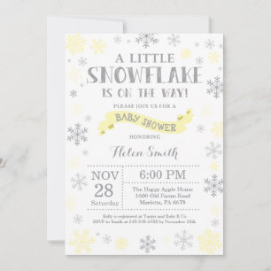 Invitación de invierno a Baby Shower copo de nieve