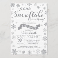 Invitación de invierno a Baby Shower Gray Snowflak