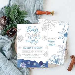 Invitación de invierno a Baby Shower hace frío afu
