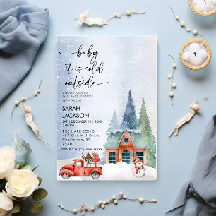 Invitación de invierno a Baby Shower, nena, hace f