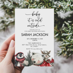 Invitación de invierno Baby Shower, bebé, hace frí
