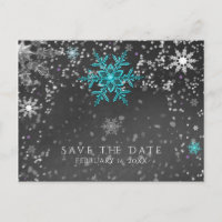 Invitación de invierno Chalk Teal & Purple Guardar