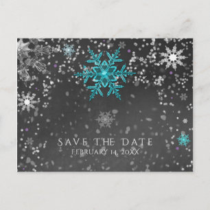Invitación de invierno Chalk Teal & Purple Guardar