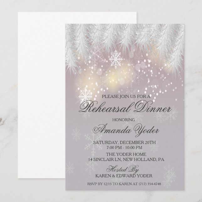Invitación de invierno de invierno para la cena de (Anverso / Reverso)