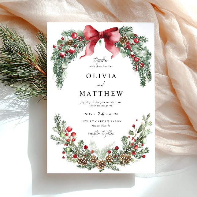 Invitación de invierno de navidades Boda de verde (Subido por el creador)