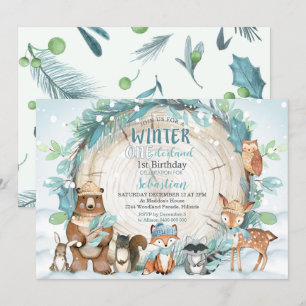 Invitación de invierno de Onederland Boy Woodland