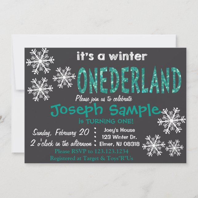 Invitación de invierno de ONEderland. Pizarra. (Anverso)