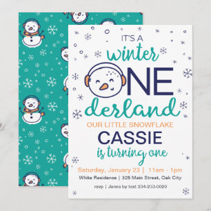 Invitación de invierno de Snowman en ONEderland